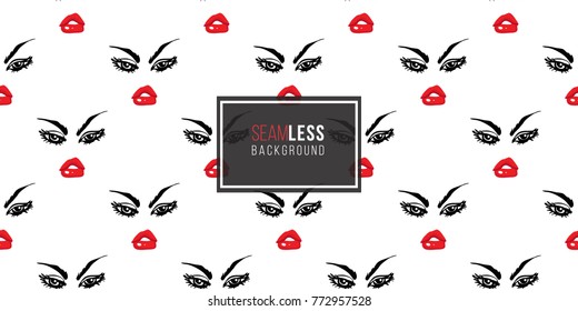 Woman angry vector emoticons, emoji, smiley icons, characters. Fashion illustrated women's emotional faces seamless pattern.
