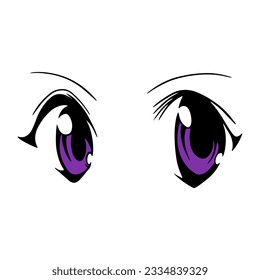 Woman anime eyes vector isolated in white background. Manga girl eyes.