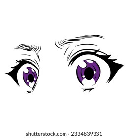 Woman anime eyes vector isolated in white background. Manga girl eyes.