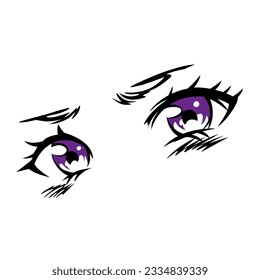 Woman anime eyes vector isolated in white background. Manga girl eyes.