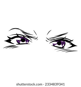 Woman anime eyes vector isolated in white background. Manga girl eyes.