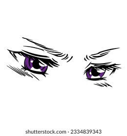 Woman anime eyes vector isolated in white background. Manga girl eyes.