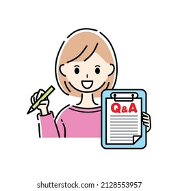 A woman answering a questionnaire.