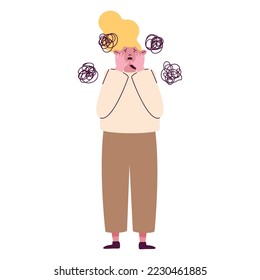 woman with anxiety mood character
