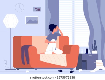 Woman Apathy Female Depression Desperate Unhappy Stock Vector (Royalty ...