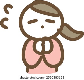 Woman apologizing with hands together