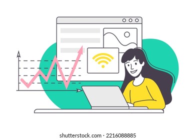 Woman App Dev Professional Developing Software Application for Mobile Device Vector Illustration
