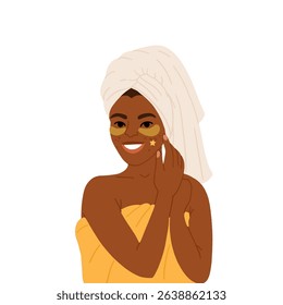 Woman applying cleansing and moisturizing face skincare products at home. Everyday skin care routine with cleanser and moisturizer. Colored flat graphic vector illustration isolated on white