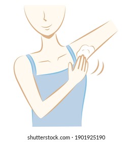 Woman applying cream to underarms