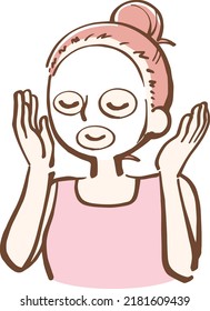 Woman Applying Face Pack Simple Illustration