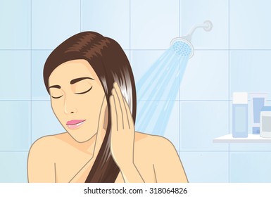 woman applying hair conditioner to hair treatment in bathroom
