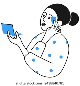 Woman applying makeup to her face vector illustration