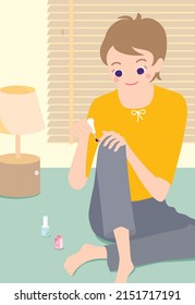 Woman Applying Nail Polish At Home