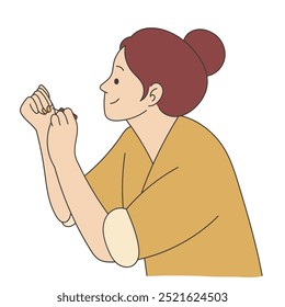 Mulher aplicando vetor de ilustração de esmalte de unha