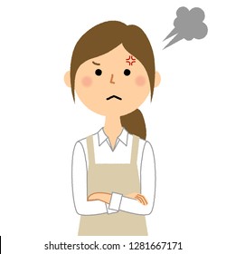  woman in an apron is an angry illustration.