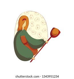 Woman in apron cooks food. Cooking concept.