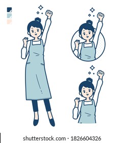 A woman in a apron with fist pump images.
It's vector art so it's easy to edit.
