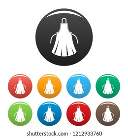 Woman apron icons set 9 color vector isolated on white for any design