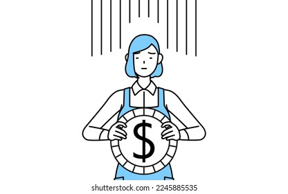A woman in an apron, an image of exchange loss or dollar depreciation