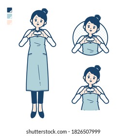 A woman in a apron with making a heart symbol by hand images.
It's vector art so it's easy to edit.
