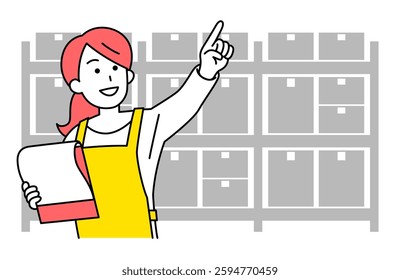 Woman in an apron managing inventory