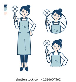 A woman in a apron with Put out a cross panel image.
It's vector art so it's easy to edit.
