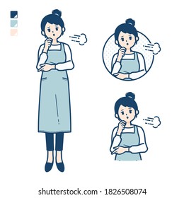 A woman in a apron with Sighing images.
It's vector art so it's easy to edit.
