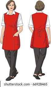 The woman in an apron and trousers