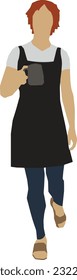 Woman Apron Walking 3 Vector Illustration