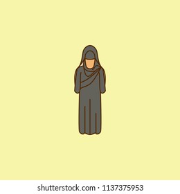 woman arabcolored field outline icon. Element of Arabian culture icon for mobile concept and web apps. Field outline woman arabicon can used for web and mobile