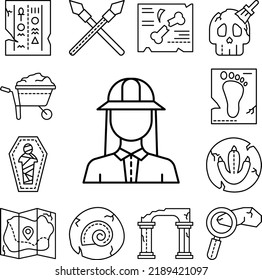 Woman, Archaeologist, Avatar Icon In A Collection With Other Items