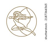 Woman Archer for Archery Sport Club Logo Design Vector, Archer Logo Template Design Vector
