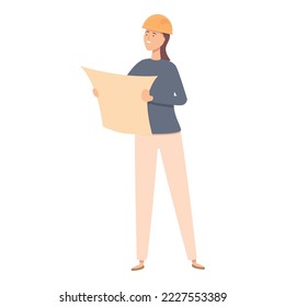 Woman architect icon cartoon vector. Female worker. Business work