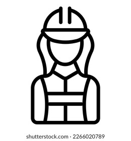 Vector de contorno de icono del arquitecto femenino. Ingeniera femenina. Trabajo personal