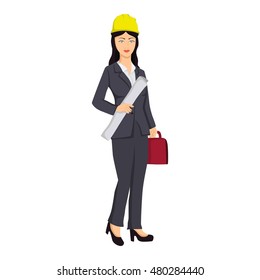 woman architect vector illustration