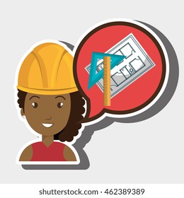 woman architecture rule plans vector illustration graphic