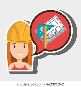 woman architecture rule plans vector illustration graphic