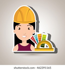 woman architecture rules color vector illustration graphic