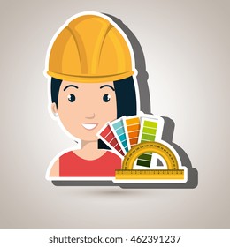 woman architecture rules color vector illustration graphic