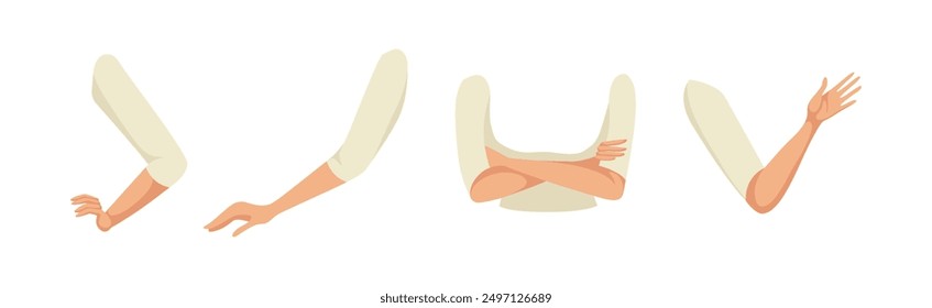 Frauenarm und Handgeste als Charakterkonstruktor mit separatem Körperteil-Vektorsatz