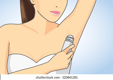 Woman armpit deodorants with body roll-on