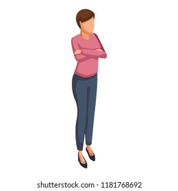 Woman with arms crossed isometric
