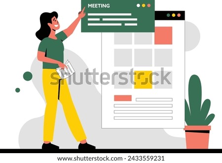 Woman is arranging a meeting schedule