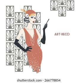 Woman in art deco style.