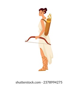 Woman Artemis Ancient Greek God and Deity as Figure from Mythology Vector Illustration