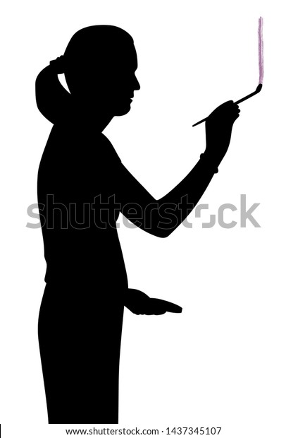Woman Artist Painting Silhouette Illustration Stock Vector (Royalty