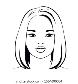 Woman Asiatic Young Face Short Hair Stock Vector (Royalty Free ...