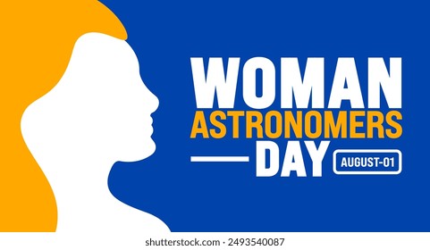 Woman Astronomers Day is observed every year in August. Holiday concept. Template for background, banner, card, poster, placard, design template with unique shapes with standard color.