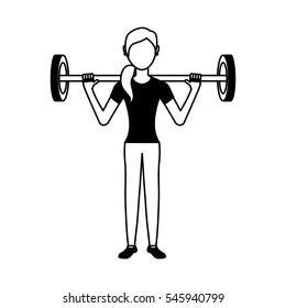 woman athlete avatar character weight lifting vector illustration design