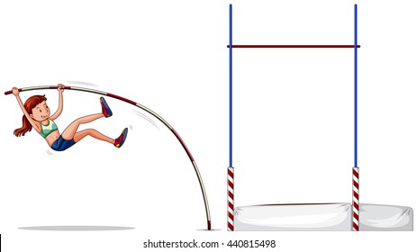 Woman athlete doing high jump illustration